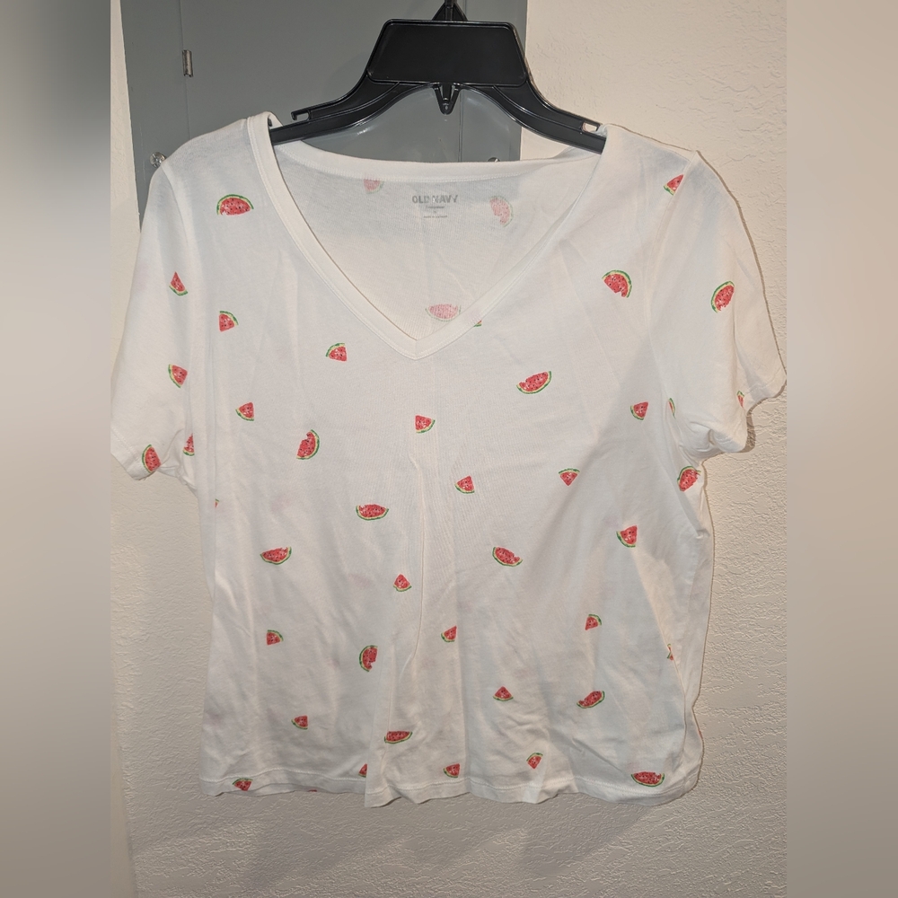 Old Navy White Watermelon Print Women's Top